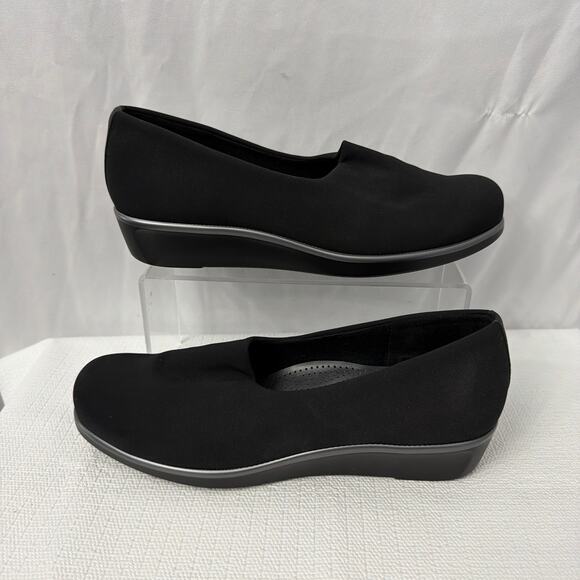 SAS Shoes Womens 10 M Bliss Black Stretch Fabric Upper Wedge Slip On Career - Picture 9 of 11